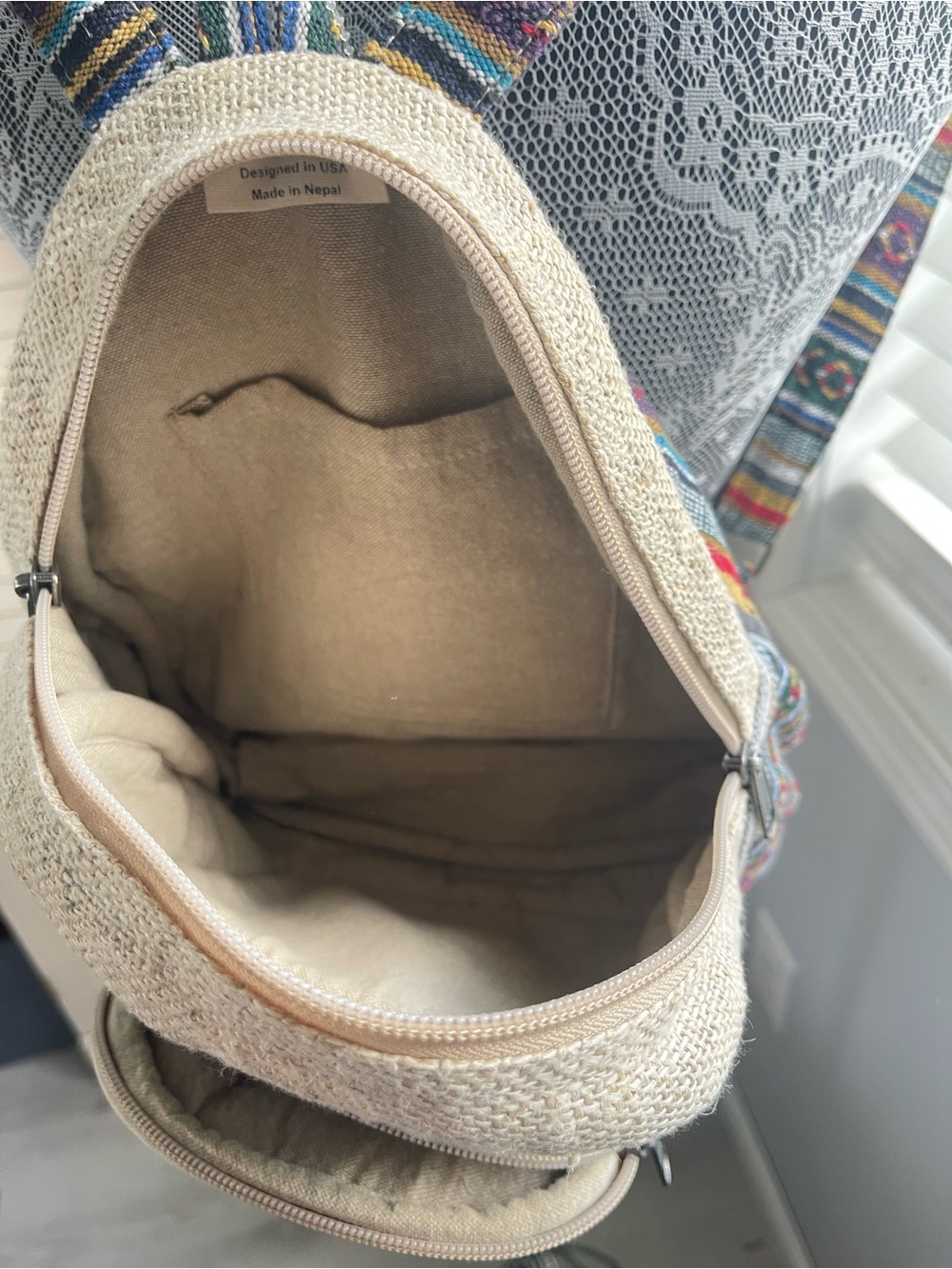 Natural Multi-Color Woven Backpack - Picture 4 of 12